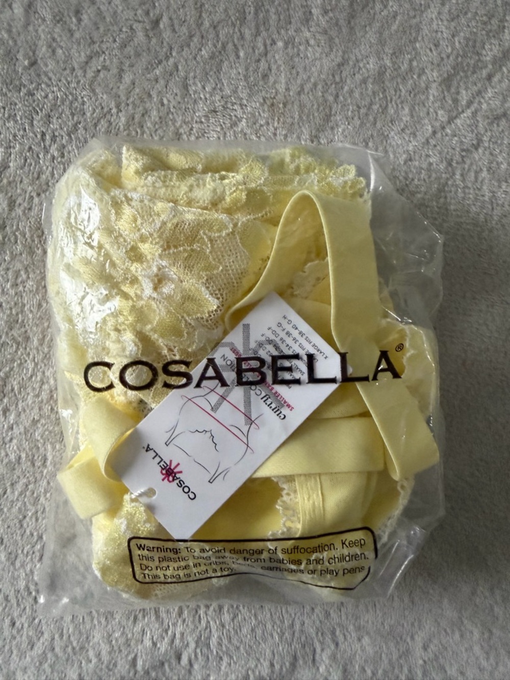 Cosabella SET-Pale Yellow Lace Bralette medium curvy and M/L matching thong - Picture 5 of 5